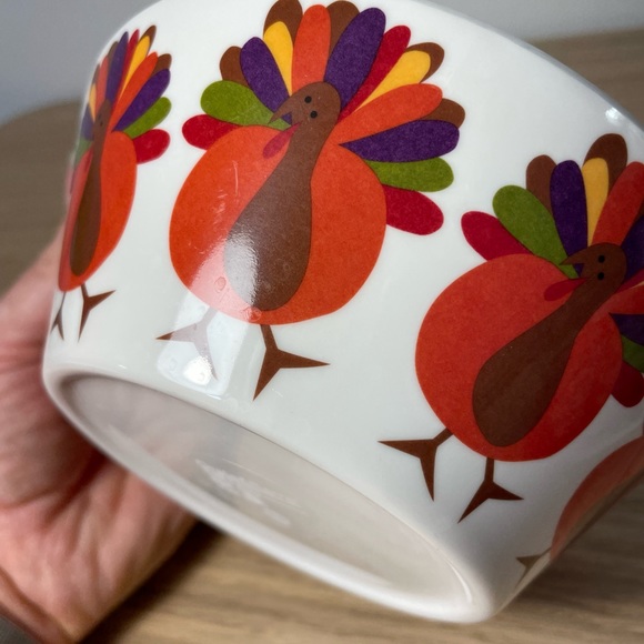 Crate and Barrel Thanksgiving Turkeys Melamine 6" x 2 1/4" Bowl Fall Decor - 2 - Picture 6 of 9
